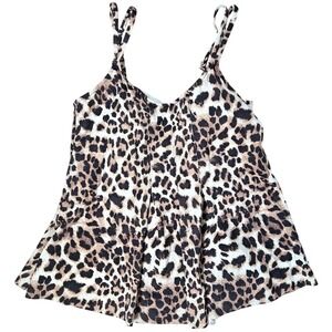 Swim Solutions Women's Printed Pleat-Front Tankini Top‎ 10 NWT